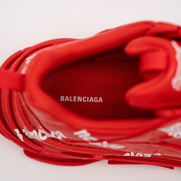 size 8 us 41eu - Balenciaga Triple S All Over Tomato Red White Allover Print - Picture 10 of 14